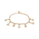 14K Yellow Gold Charms Women's Bracelet