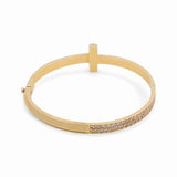14K Yellow Gold Bangle with Cz Bracelet