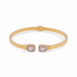 14K  Yellow Gold Bangle with Two Square Cz Women's Bracelet