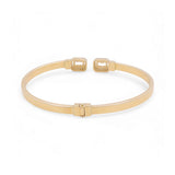 14K  Yellow Gold Bangle with Two Square Cz Women's Bracelet