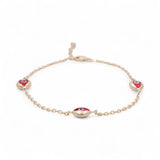 14K  Yellow Gold Red Eye Women's Bracelet