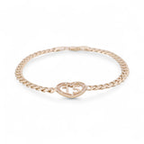 14K Yellow Gold Cuban Link with 15 Heart Women's Bracelet