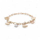 14K Tri Color Gold Charms Women's Bracelet