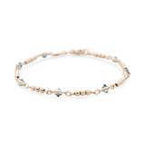 14K Yellow Gold Beads and Blue Eyes Women's Bracelet