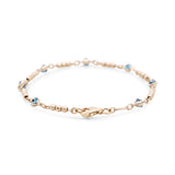 14K Yellow Gold Beads and Blue Eyes Women's Bracelet
