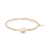 14K Yellow Gold Diamond Cut Heart Charms Women's Bracelet