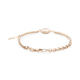 14K Yellow Gold Diamond Cut Heart Charms Women's Bracelet
