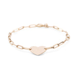 14K Yellow Gold Paper Clip with Hearts Women's Bracelet