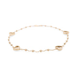 14K Yellow Gold Diamond Cut Heart Ankle Bracelet