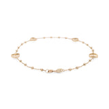 14K Yellow Gold Diamond Cut Heart Ankle Bracelet