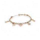 14K Yellow Gold Charms with Cz Women's Bracelet