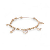 14K Yellow Gold Charms with Cz Women's Bracelet