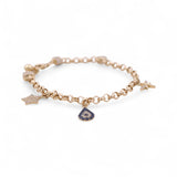 14K Yellow Gold Charms with Cz Women's Bracelet
