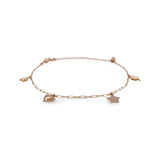 14K Yellow Gold Ankle Paper Clip with Charms Bracelet