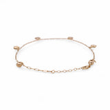 14K Yellow Gold Ankle Paper Clip with Charms Bracelet