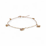 14K Yellow Gold Ankle Paper Clip with Charms Bracelet