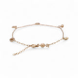 14K Yellow Gold Ankle Paper Clip with Charms Bracelet