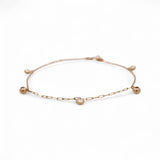 14K Yellow Gold Ankle Paper Clip with Charms Bracelet