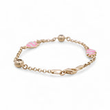 14K Yellow Gold Pink Fish Bracelet Kid