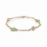 14K Yellow Gold Green Flower Bracelet Kid