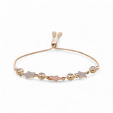 14K Yellow Gold  Adjustable Stars with Cz Women's Bracelet