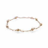 14K Yellow Gold Paper Clip and Beads Women's Bracelet