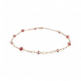 14K Yellow Gold Paper Clip with Red Eye Women's Bracelet