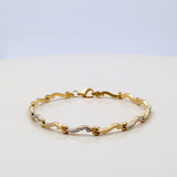10K  Two Tone White/Yellow Fancy Link Women's Bracelet