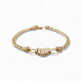14K Yellow Gold Cuban Link with Heart Women's Bracelet