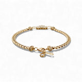 14K Yellow Gold Cuban Link with Heart Women's Bracelet
