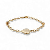 14K Yellow Gold  Fancy Link with Heart Women's Bracelet