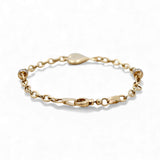 14K Yellow Gold  Fancy Link with Heart Women's Bracelet