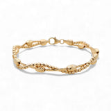 14K Yellow Gold  Diamond Cut Bangle Women's Bracelet
