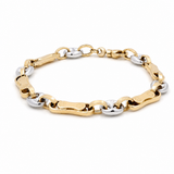 14K Two Tone White/Yellow Gold Italian Link Bracelet