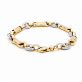 14K Two Tone White/Yellow Gold Italian Link Bracelet