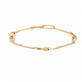 14K Yellow Gold Fancy Link Bracelet Women's