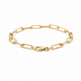 14K Yellow Gold Paper Clip Bracelet Women's