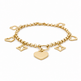 14K Yellow Gold Charms Bracelet Women's
