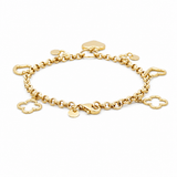 14K Yellow Gold Charms Bracelet Women's