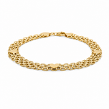 10K Yellow Gold Bismark with Heart Bracelet Women's