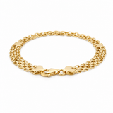10K Yellow Gold Bismark with Heart Bracelet Women's