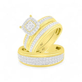 10k Yellow Gold  Modern 3 Pieces Set with 1.00tw Round Diamonds