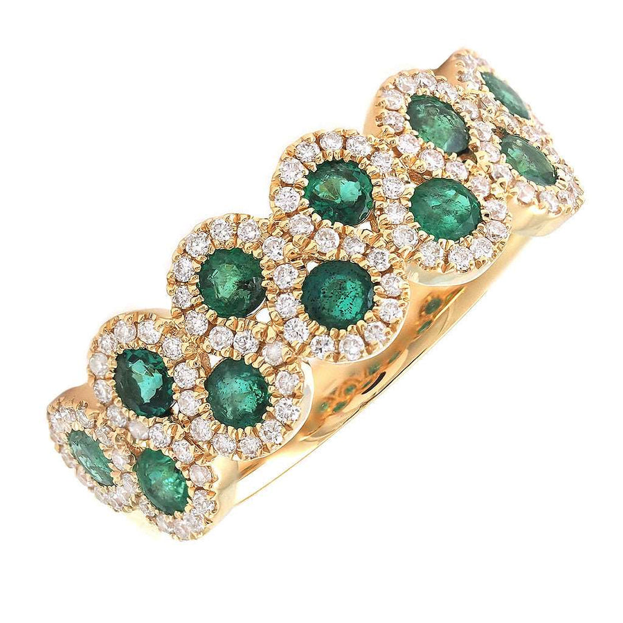 Yellow Gold 18k Emerald and Diamonds Fashion Ring