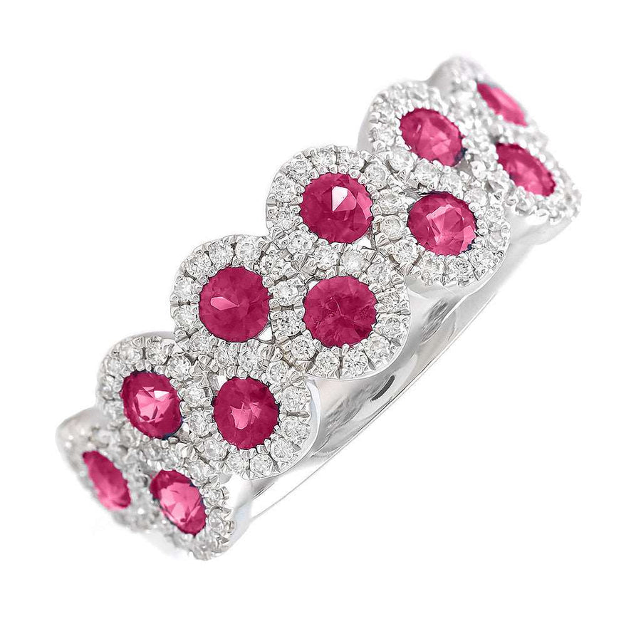 White Gold 18k Fashion Ring With Ruby and Diamonds