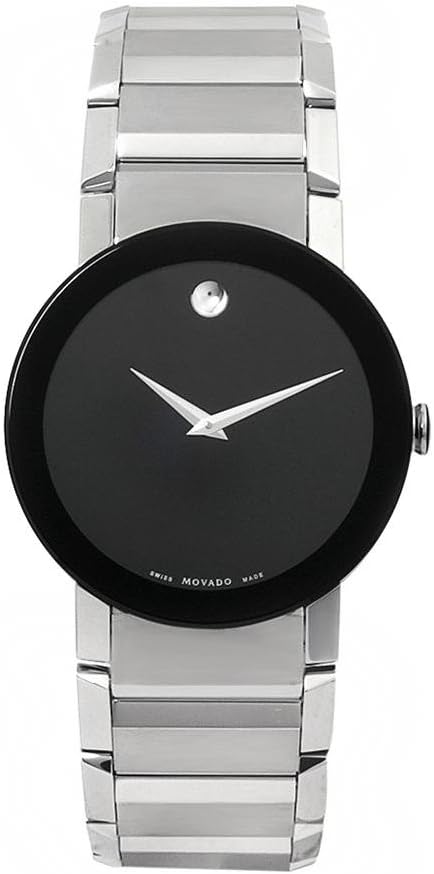 MOVADO Silver Stainless Steel Black dial Watch for Men's