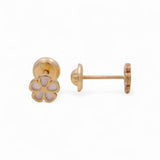 Yellow Gold 14k  Flower Stud  Earrings