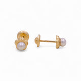 Yellow Gold 14k  Stud with Pearl  Stud  Earrings