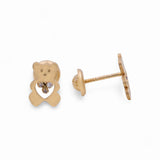 Yellow Gold 14k. Bear Stud  Earrings