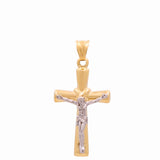 14K Two Tone White/Yellow Gold Crucifix Unisex Pendant