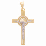 14K Two Tone White/Yellow Gold Crucifix Unisex Pendant